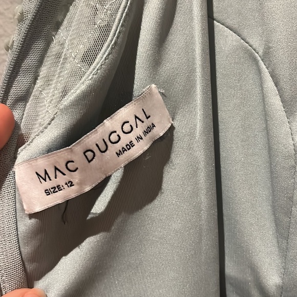 Mac Duggal SEQUINED ILLUSION HIGH NECK LONG SLEEVE MIDI DRESS 9142 Seafoam - Picture 6 of 14